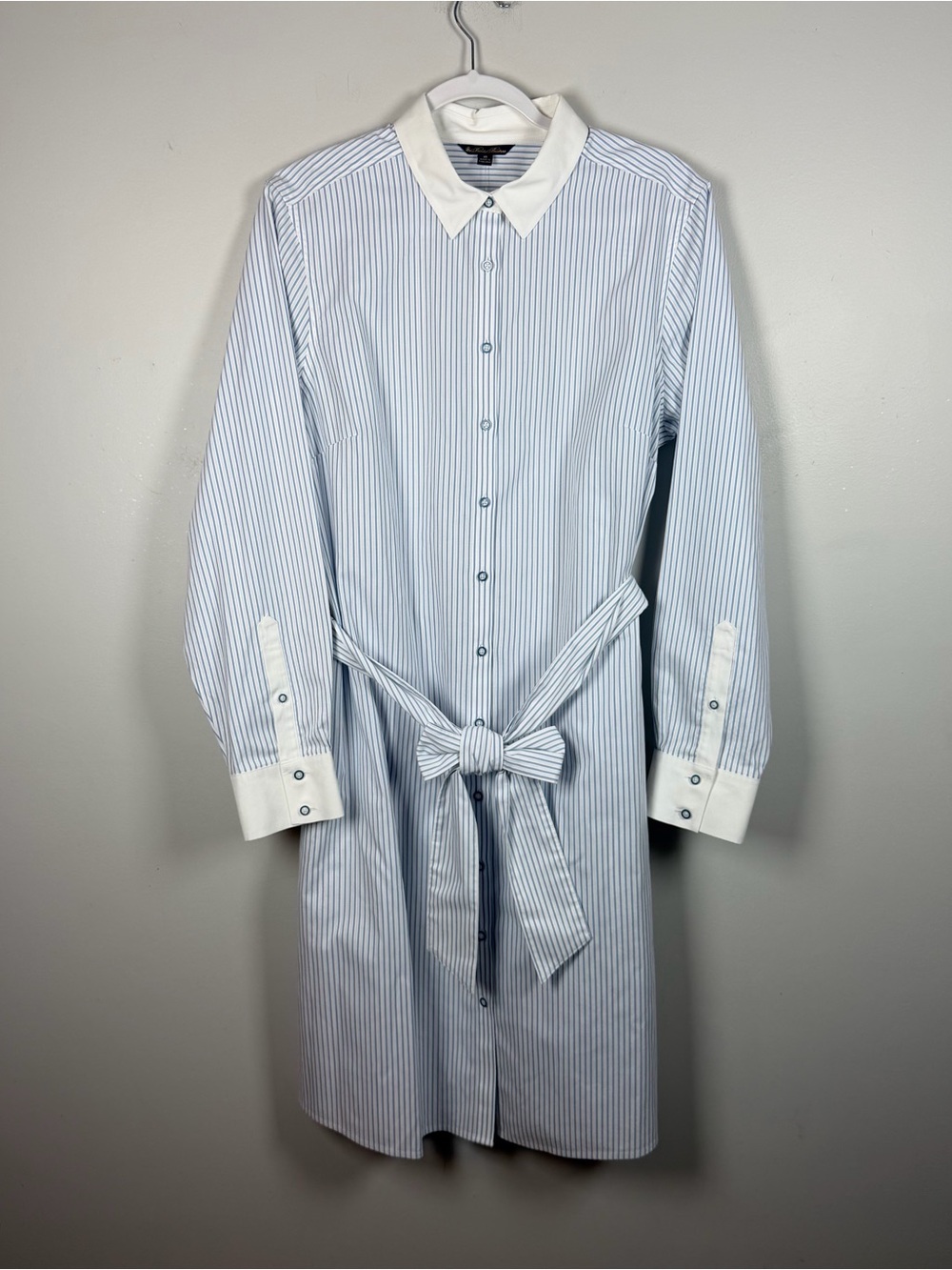 New Women Brooks Brothers Striped Tie Waist Cotton Office Preppy Shirt Dress 16